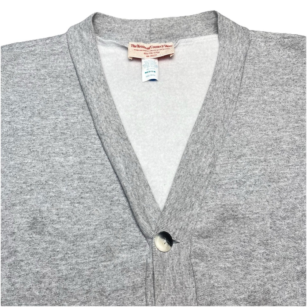 Vermont Country Store Button Up Vest M Men Cotton Blend Fleece Lined Gray Preppy